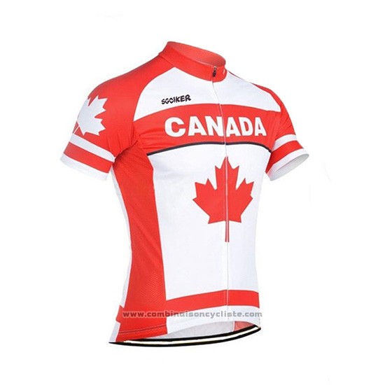 2018 Maillot Cyclisme Canada Orange et Blanc Manches Courtes et Cuissard
